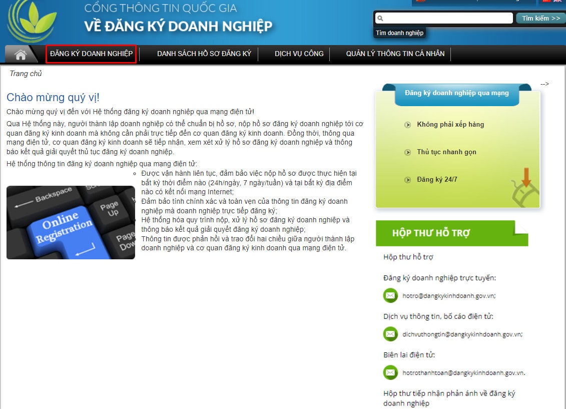 đăng ký giấy phép kinh doanh online nhanh
