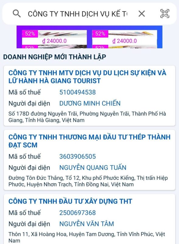 Tra cứu giấy phép kinh doanh bằng cách gõ tên công ty
