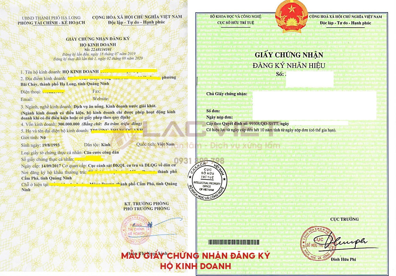 Mẫu giấy chứng nhận đăng ký hộ kinh doanh