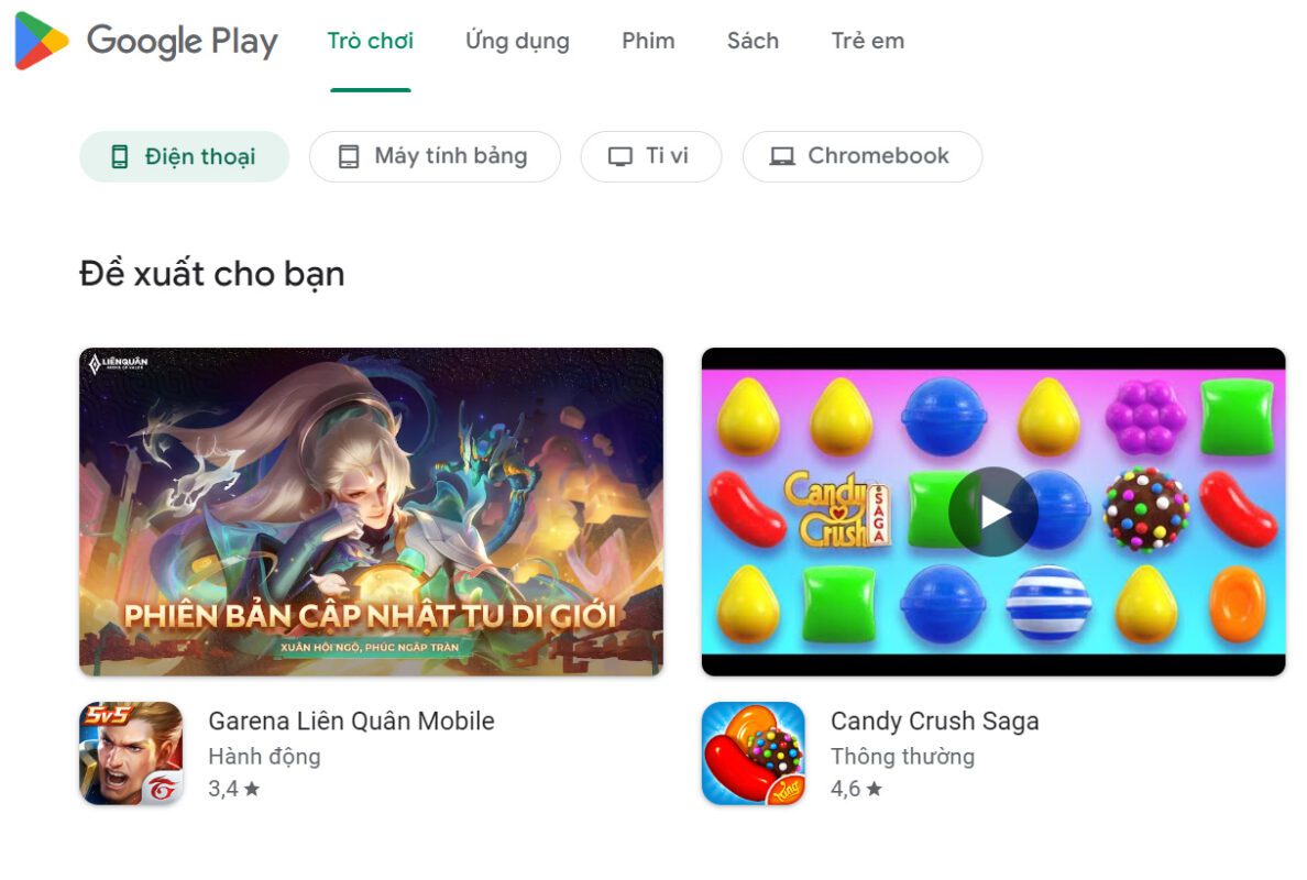 Cửa hàng CH Play trên điện thoại Android