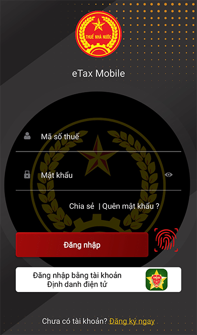 đăng nhập etax mobile