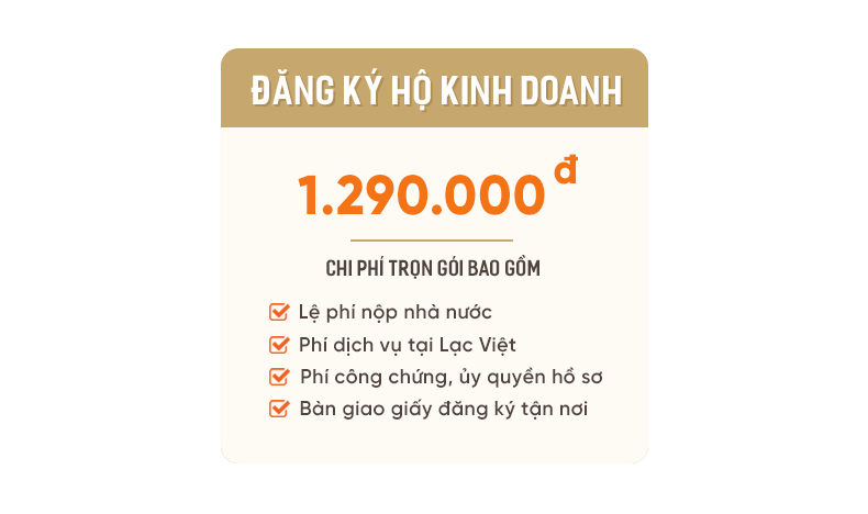 phí dịch vụ đăng ký kinh doanh hộ cá thể