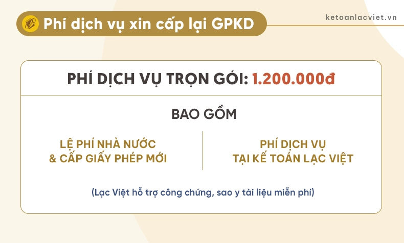 phí dịch vụ xin cấp lại giấy phép kinh doanh