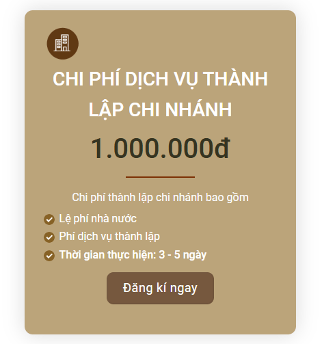 chi phí dịch vụ thành lập chi nhánh công ty