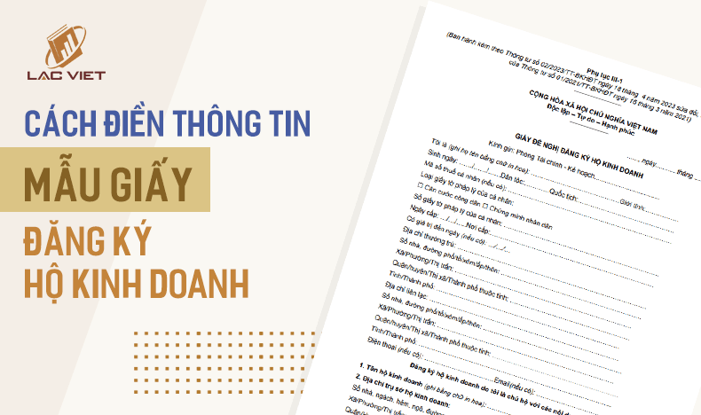 điền thông tin trên mẫu giấy đề nghị đăng ký hộ kinh doanh