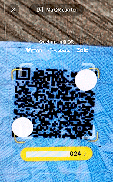 quét mã QR trên zalo tìm số CMND