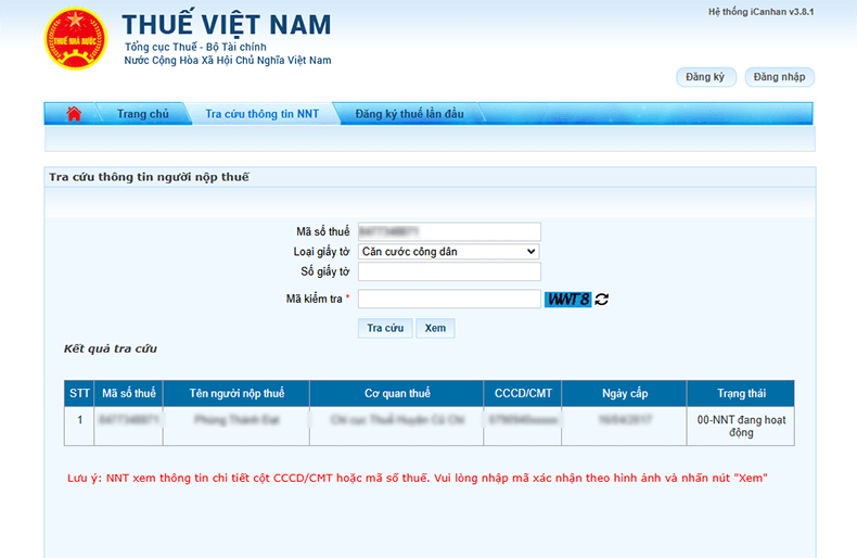 trang tra cứu mst thuế điện tử