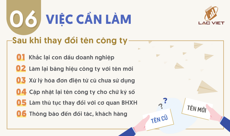 việc cần làm sau khi thay đổi tên công ty