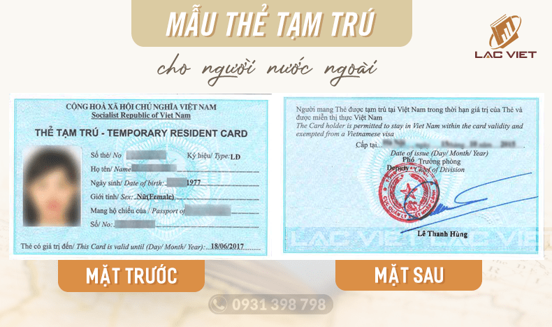 mẫu thẻ tạm trú cho người nước ngoài