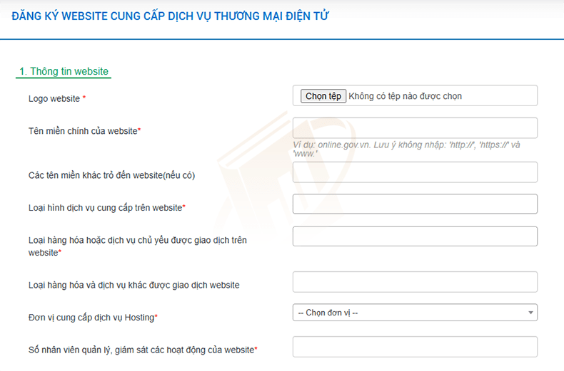 thông tin đăng ký website với bộ công thương