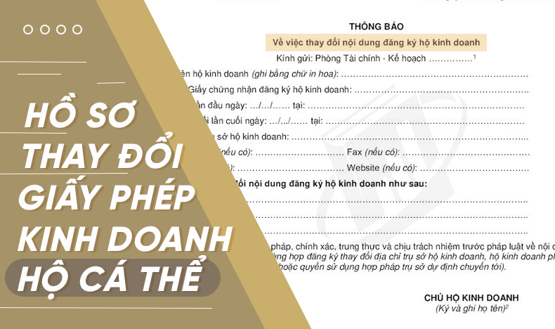 hồ sơ thay đổi nội dung đăng ký hộ kinh doanh