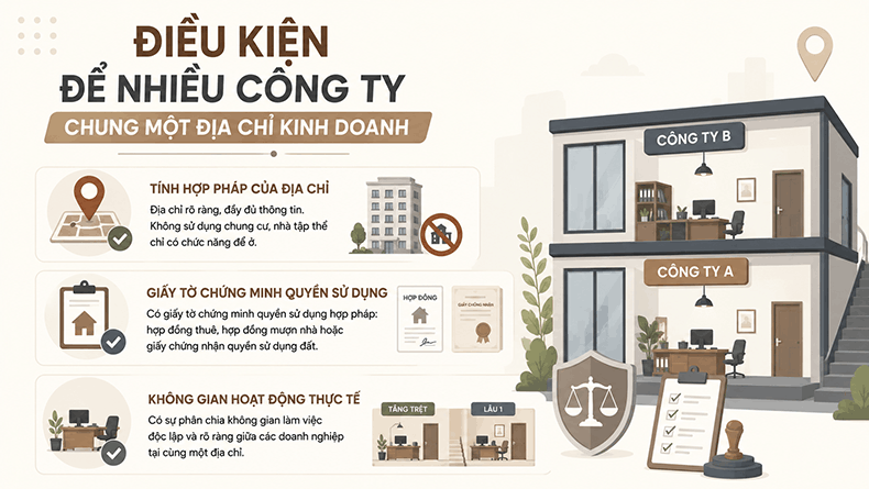 điều kiện đăng ký nhiều công ty chung 1 địa chỉ