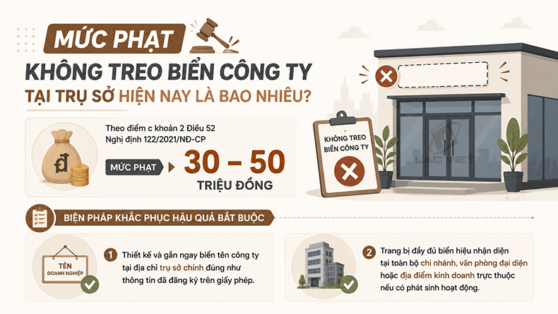 mức phạt không treo biển tại công ty