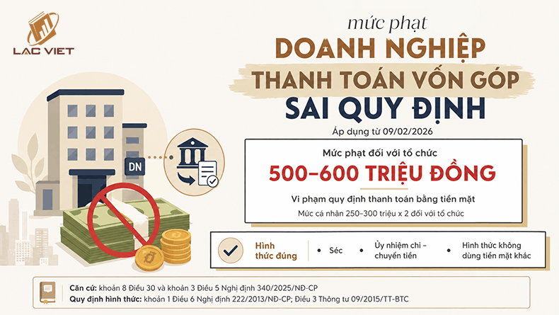 mức phạt doanh nghiệp góp vốn bằng tiền mặt