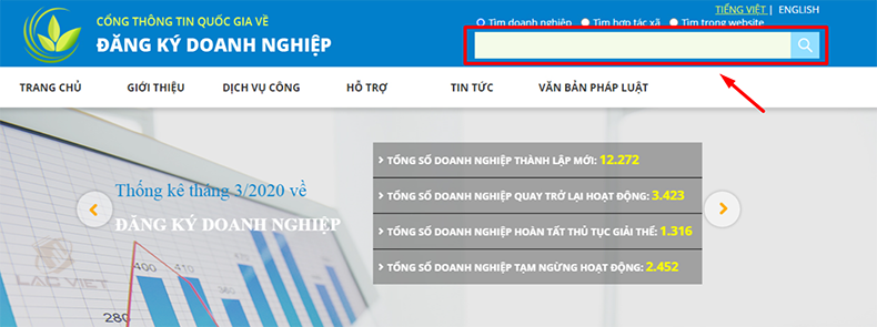 tra cứu tên công ty trên trang đăng ký kinh doanh