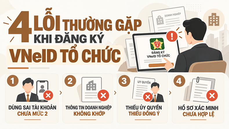 lỗi thường gặp khi đăng ký vneid tổ chức